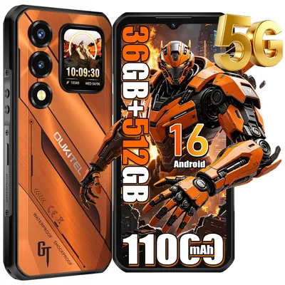 Obrázek produktu pro Mobilní telefon OUKITEL WP66 5G – outdoorový smartphone bez smlouvy, 11 000 mAh/33 W, 6,6'' FHD+ 120 Hz+, 1,81'', Dimensity 7025, 36+512 GB, 108 MP, IP68, Android 16, NFC, oranžový