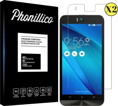 Produktbild von Hartglas für Asus Zenfone SELFIE ZD551KL [2 Stück] Displayschutzfolie Screen Protector Film Anti-Kratzer Glas Resistant Phonillico®