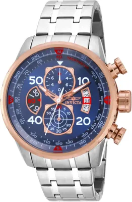 Obrázek produktu pro Invicta Aviator 17203 Pánské Hodinky - Quartz Hnutí - Nerezová Ocel s Modrým Ciferníkem - 47 mm