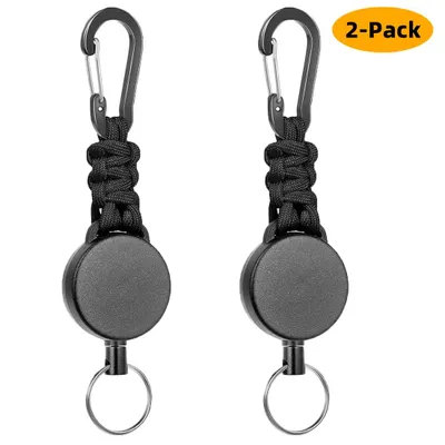 Produktbild von Einziehbarer Schlüsselanhänger mit Karabiner ausziehbar für Hose Gürtel 60 cm