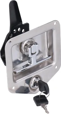 Immagine prodotto di Maniglia a T per serratura porta rimorchio con 2 pulsanti - acciaio inox cromato per caravan camper cassetta degli attrezzi