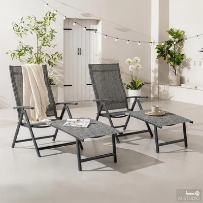Produktbild von home24 Gartenliege - Aluminium / Textilene - Grau