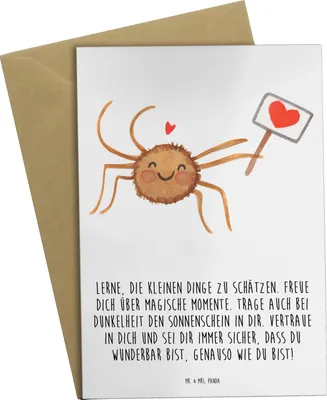 Produktbild von Mr. & Mrs. Panda Grußkarte Spinne Agathe Motivation - Weiß - Geschenk, Dankeschön, weihnachtskarten, Vertrauen, vatertagskarte, Glück, Liebe, hochzeitskarten, osterkarte