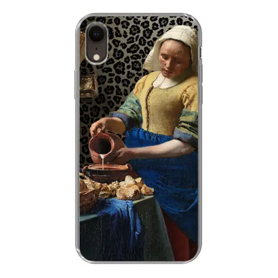 Produktbild von MuchoWow® Handyhülle Schutzhülle Hülle für iPhone XR Milchmädchen - Kunst - Pantherdruck - Vermeer - Gemälde - Alte Meister Silikon Softcase Handy Hülle - Schutzdeckel