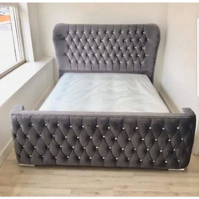 Produktbild von Chesterfield Design Bett Textil Leder Samt Polster Hotel Betten Schlafzimmer