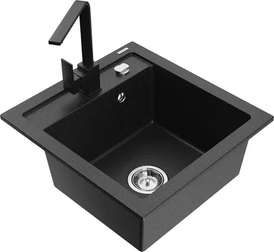 Produktbild von Mexen Vito 1-Becken-Granit-Spüle mit Mischbatterie Rita, Schwarz/Silbermetallic - 6503-73-670300-70