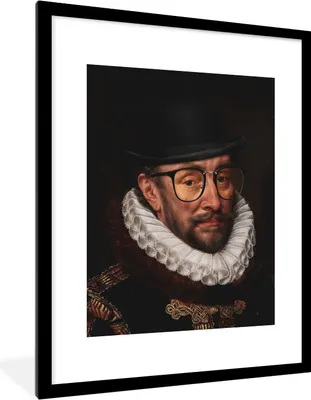 Produktbild von MuchoWow® Gerahmtes Poster Wilhelm von Oranien - Adriaen Thomasz - Hut 60x80 cm - Poster mit Schwarzem Bilderrahmen Wandposter Rahmen Foto Bilder - Wohnzimmer - Dekorationen - Prämie