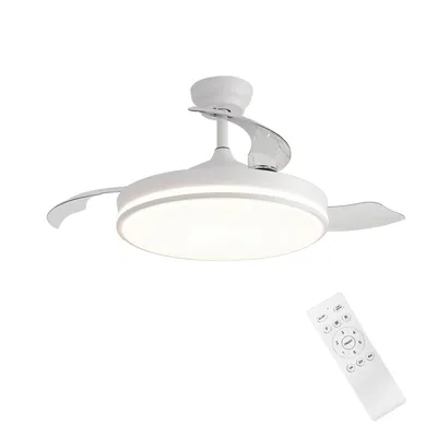 Immagine prodotto di Ventilatore da soffitto bianco opaco con luce | 107 cm | Silenzioso <30 dB | 6 velocità | Illuminazione a LED a 3 colori