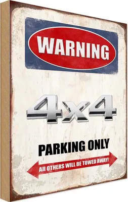 Produktbild von vianmo Holzschild 18x12 cm Warning 4x4 Parking only Parkplatzschild