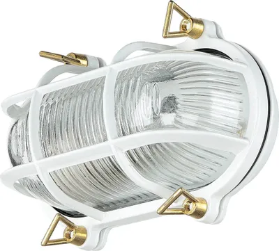 Produktbild von Außenleuchte Wand E27 Weiß Glas Messing IP64 Maritim Außenlampe Wand
