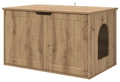 Obrázek produktu pro vidaXL Kočičí domeček, řemeslné zpracování, dub, 85 x 55 x 50,5 cm, dřevotřísková deska