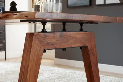 Produktbild von Esszimmertisch 280x100 cm Nele, Akazienholz massiv & naturfarben, Baumkantentisch mit A-Holzgestell, Tischplatte 35 mm