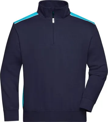 Produktbild von Workwear Half-Zip Sweat - COLOR - navy/turquoise, Gr. 6XL