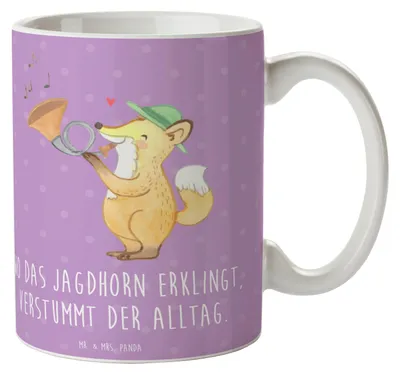 Produktbild von Mr. & Mrs. Panda Tasse Jagdhorn Melodie - Lavendeltraum - Geschenk, Tradition, Becher, Blasinstrument, Kaffeetasse, Musik, Musiker, Lernen, kaffeebecher bedruckt