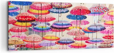 Produktbild von Bild auf Leinwand - Leinwandbild - Regenschirme City Dekoration Himmel - 120x50cm - Wand Bild - Wanddeko - Leinwanddruck - Bilder - Kunstdruck - Leinwand bilder - Wandkunst - AB120x50-3145
