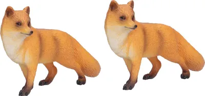 Produktbild von 2 Stück realistische Fuchsfigur, Wildtiermodell, Spielzeug, pädagogische Geschenke für Kinder