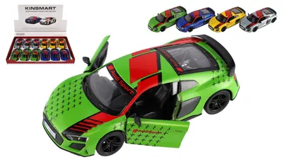 Produktbild von Auto Kinsmart 2020 Audi R8 Coupé 1:36 Metall/Kunststoff 12,5 cm 4 Farben, mit Rückzugantrieb, 12 Stück in einer Box