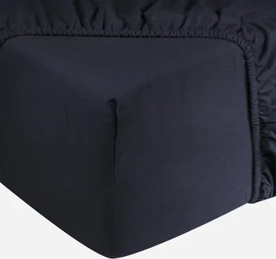 Produktbild von DoubleDry Spannbettlaken Jersey 180x200cm - 100% Baumwolle - Spannbetttuch - 25cm Steg - Marineblau