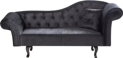 Produktbild von BELIANI Chaiselongue Schwarz Samtstoff Linksseitig Gesteppt mit Kissen Chesterfield Stil Retro-Design Relaxliege für Wohnzimmer Schlafzimmer Indoor