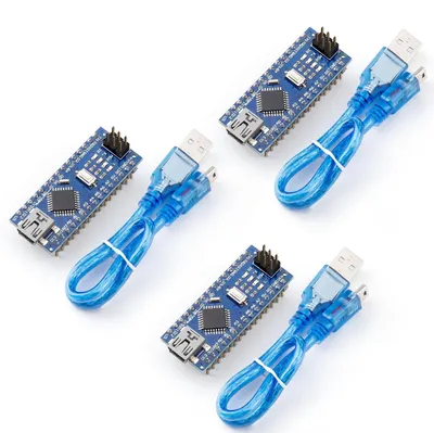 Immagine prodotto di Scheda ELEGOO Nano V3, pre-saldata, confezione da 3, con cavo USB, compatibile con Arduino