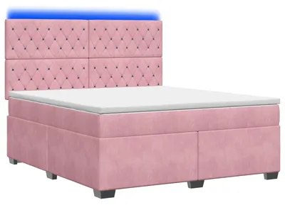 Produktbild von Boxspringbett mit Matratze mit Kopfteil Rosa 160 x 200 cm Samt