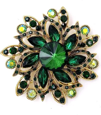 Produktbild von Elegante Blumenbrosche aus österreichischem Kristall im Vintage-Stil für Damen, Hochzeitsbrosche