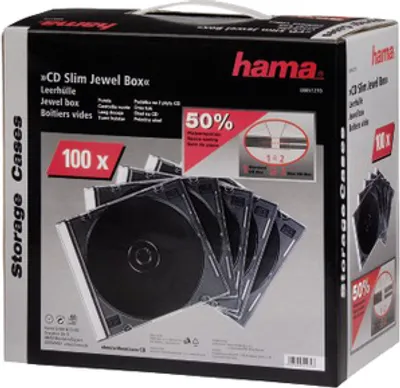 Produktbild von 1x100 Hama CD-Leerhülle Slimpack schwarz                    51270