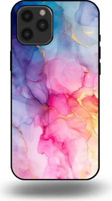 Produktbild von Smartphonica Handytasche passend für iPhone 12 Pro Max mit Marmordruck - TPU Rückseitenschutzhülle Marmordesign - Regenbogen