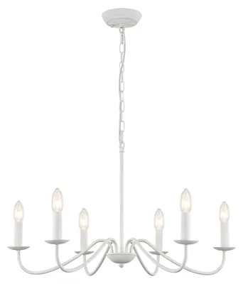 Productafbeelding van Vintage Witte Kroonluchter met 6 Armaturen voor Binnen