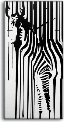Produktbild von Leinwand Uhr Küche Wohnzimmer Bild Geräuschlos 30x60 Abstraktes Kunst Tier Zebra - schwarze Hände
