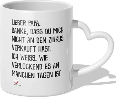 Produktbild von 22Feels Papa Geschenk Vatertag Vater Tasse Geburtstag Kaffeetasse Männer Weihnachten Haferl Von Tochter Sohn (Herzhenkel Weiss)