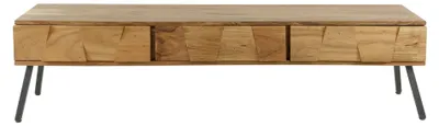 Productafbeelding van FURNLUX TV-meubel Demn, acaciahout en zwart, 180 cm / Hoofdkleur: bruin / Afmetingen: 180 x 45 x 42 cm