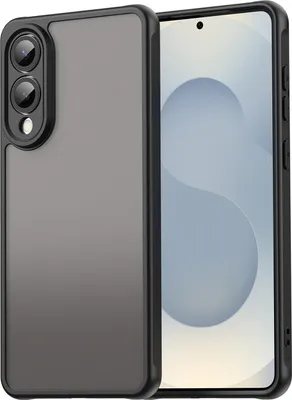 Image de Etui pour Samsung Galaxy S25 Edge, dos mat translucide avec protection de l'appareil photo, étui de protection antichoc Noir