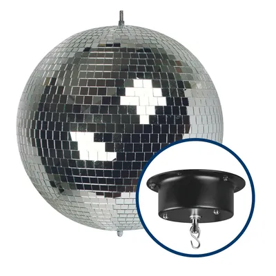 Immagine prodotto di Set con palla da discoteca Ø 30 cm + motore da 4W, palla a specchio rotante in vetro smussato riflettente,