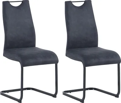 Produktbild von byLIVING Freischwinger 2er Set CAPRI, Vintage Mikrofaser anthrazit, Metall schwarz, mit Griff und bequemer Polsterung, Schwingstühle, Polsterstühle, Maße: B 44, H 88, T 55 cm