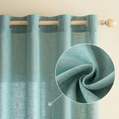 Produktbild von Gardinen 140 x 225 cm - Set von 2 - Halbtransparent - Leinenlook - Pflegeleicht