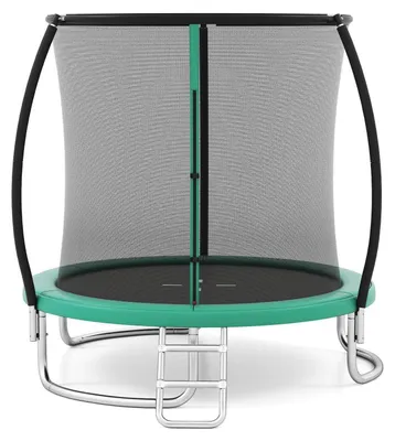 Obrázek produktu pro Zahradní trampolína pro děti s bezpečnostní sítí a žebříkem, průměr 244 cm, zelená barva