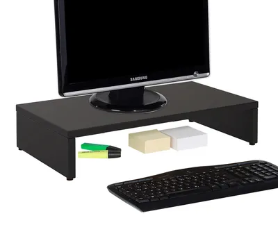Produktbild von Monitorständer MONITOR, Schwarz - Schreibtischaufsatz 50 cm, Bildschirmerhöhung ergonomisch, Schreibtisch Organizer schmal für Arbeitszimmer und Homeoffice