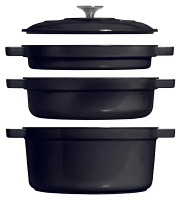 Zdjęcie produktu dla Zestaw żeliwnych garnków i patelni Chef Cuisine, 3-częściowy