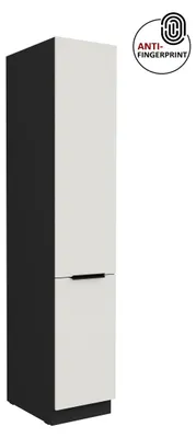 Produktbild von Küchen Hochschrank 40 cm Küche ARIA Weiss ultra matt + Schwarz matt, hochwertige Fronten mit Anti Fingerprint Beschichtung Küchenzeile Küchenblock