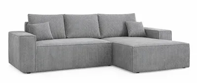 Produktbild von ANMIL Ecksofa LAGOS 279 x 181 x 94 cm Universal mit Schlaffunktion und Bettkasten – Cord in Hellgrau Links/Rechts montierbar