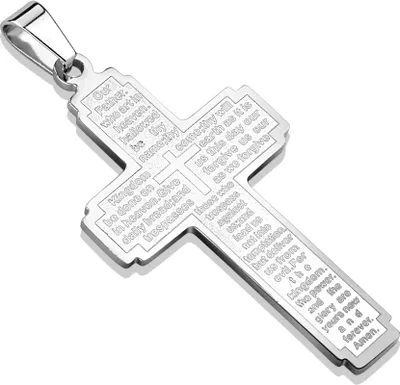Produktbild von Anhänger Halskette Kreuz Gebet Edelstahl Halskette Lederkette Kugelkette silber-nur-anhänger