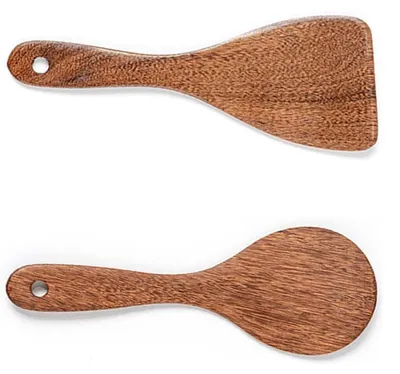 2er-Set Holz-Reislöffel, hitzebeständig, 22 cm, natur