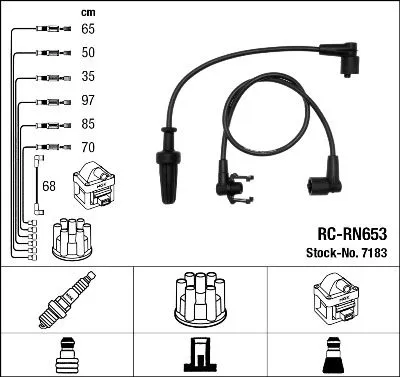 Produktbild von NGK 7183 Zündkabelsatz Zündleitungssatz für RENAULT ESPACE II (J/S63) 25 Schrägheck