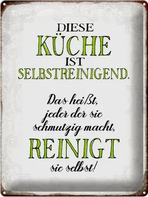 Produktbild von Blechschild  diese Küche ist selbstaufräumend, 40x30 cm, Blechschilder Spruch Küche Kochmütze