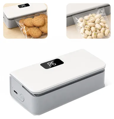 Produktbild von Elektrischer Beutelverschließer Mini, wiederaufladbarer Tütenverschließer mit LED Anzeige, Lebensmittelversiegler für Snacks, Chips, Gefrierbeutel und Küche