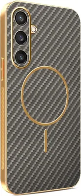 Image de Étui MagSafe pour Samsung Galaxy S25/S24 - Coque arrière Phonesta Luxury Carbon Fiber - Marron