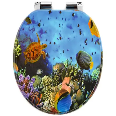 Produktbild von WC Sitz CORAL REEF Blau Toilettensitz Softclose MDF Absenkautomatik Universal