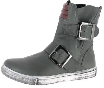 Produktbild von Andrea Conti Damen Stiefelette Leder Biker Boot Riemen Schnalle 0346833, Größe:37 EU, Farbe:Grau