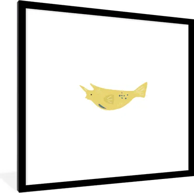 Produktbild von MuchoWow® MuchoWow® Gerahmtes Poster Pastell - Fisch - Gelb 40x40 cm - Poster mit zchwarzem Bilderrahmen - Poster - Plakat im Rahmen